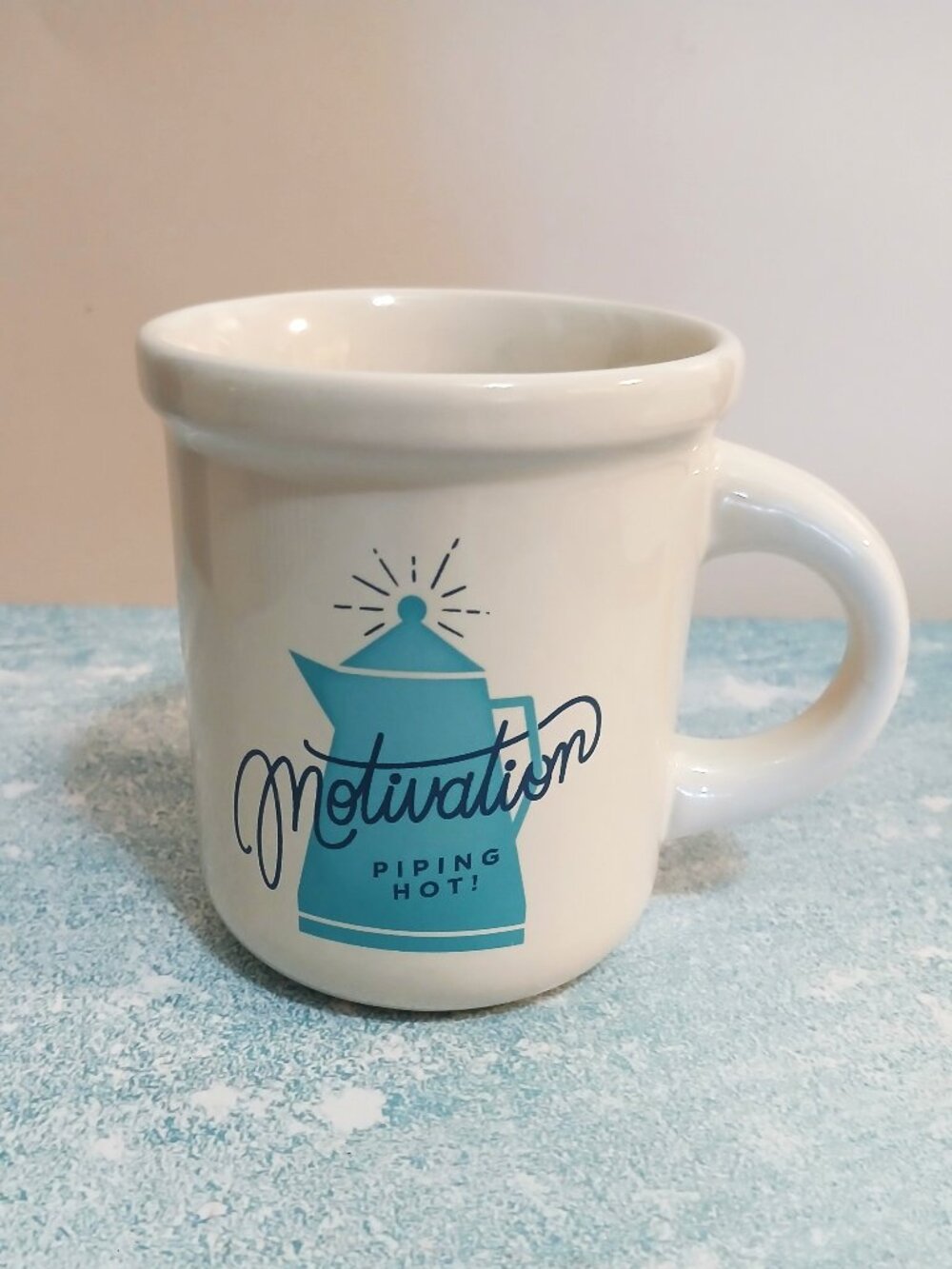 Crate & Barrel "Piping Hot Motivation" Diner Style Coffee Mug